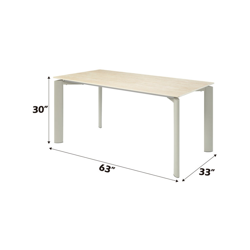 Gray Ceramic Top Dining Table With A Spacious Surface Construction