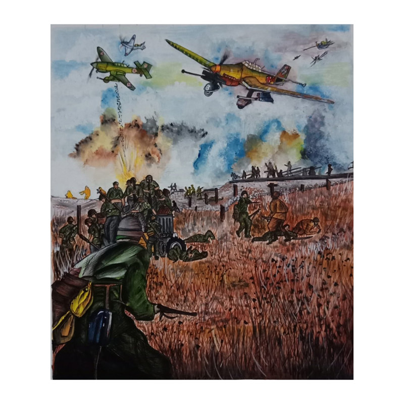 Champ de bataille de la Seconde Guerre mondiale | Couleur de l'affiche sur papier | Par Bhavani