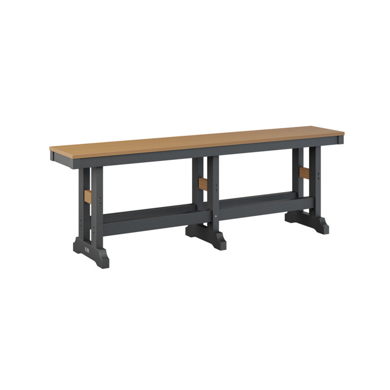 Banc de jardin berlinois 66 po Berlin, 23" H x 12.5" W x 66" D, Natural Teak/Black