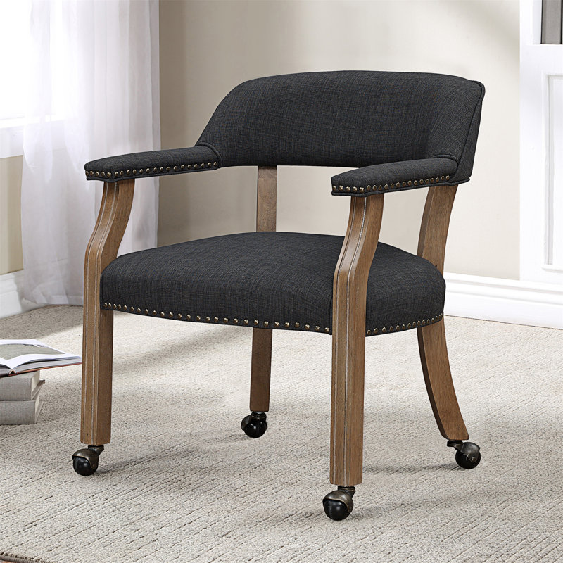 Fauteuil de salon pivotant de 25,5 po de largeur et fauteuil de jeu gris anthracite Aroanni, 100% polyester gris anthracite