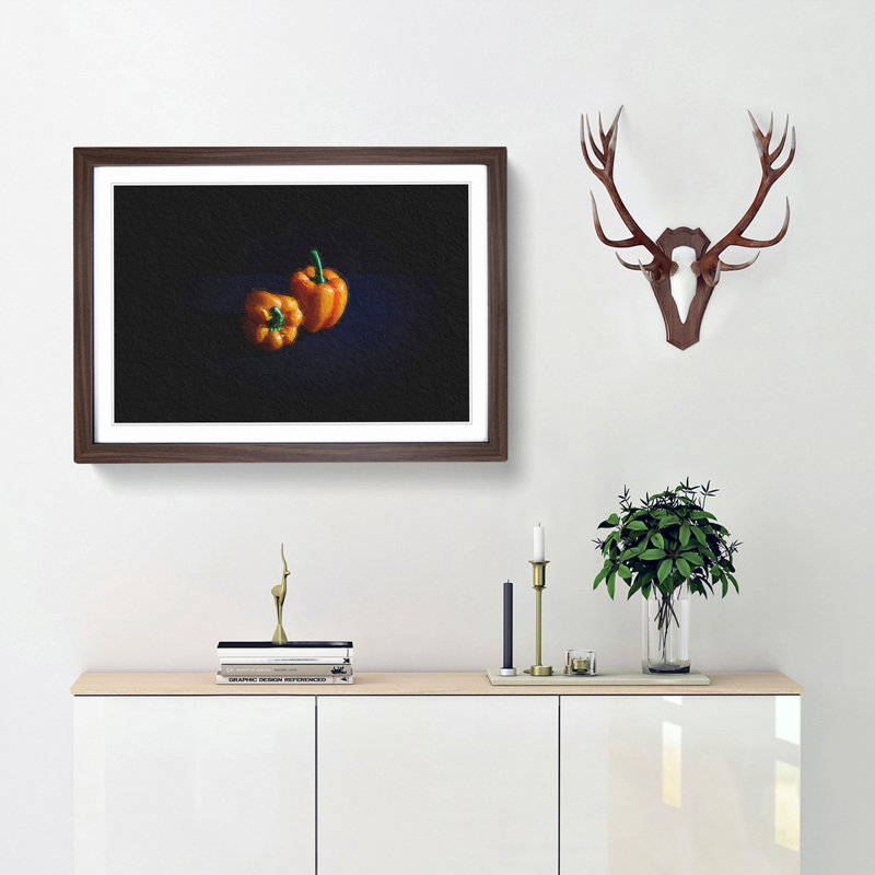 Orange Bell Peppers - Picture Frame Painting Print, 48cm H x 65cm W x 2cm D, Walnut Framed