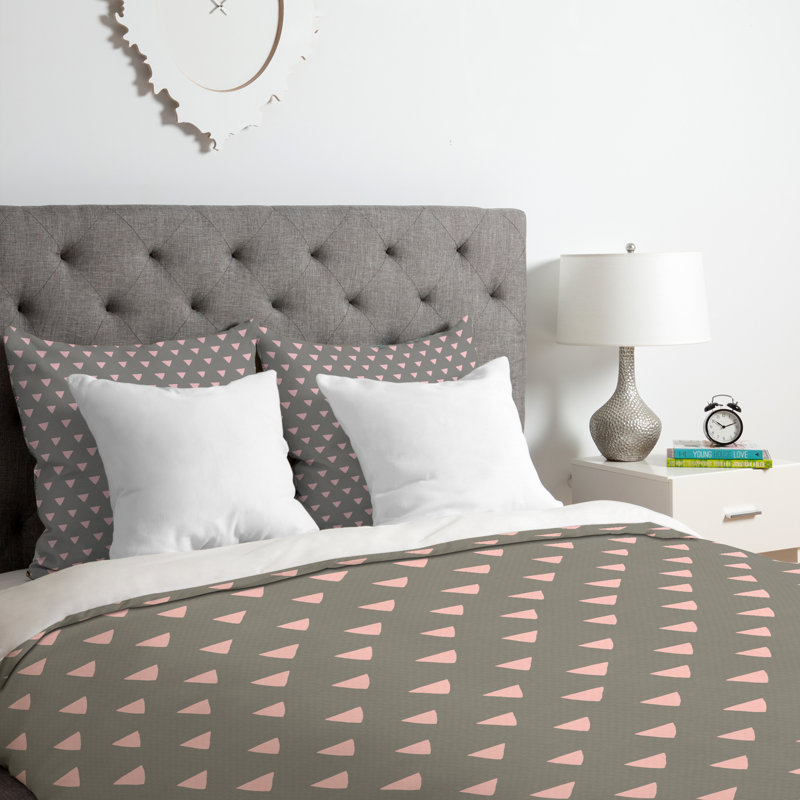 Bianca Polyester Geometric Shapes Duvet Cover, Pink, Queen Duvet Cover + 2 Standard Shams