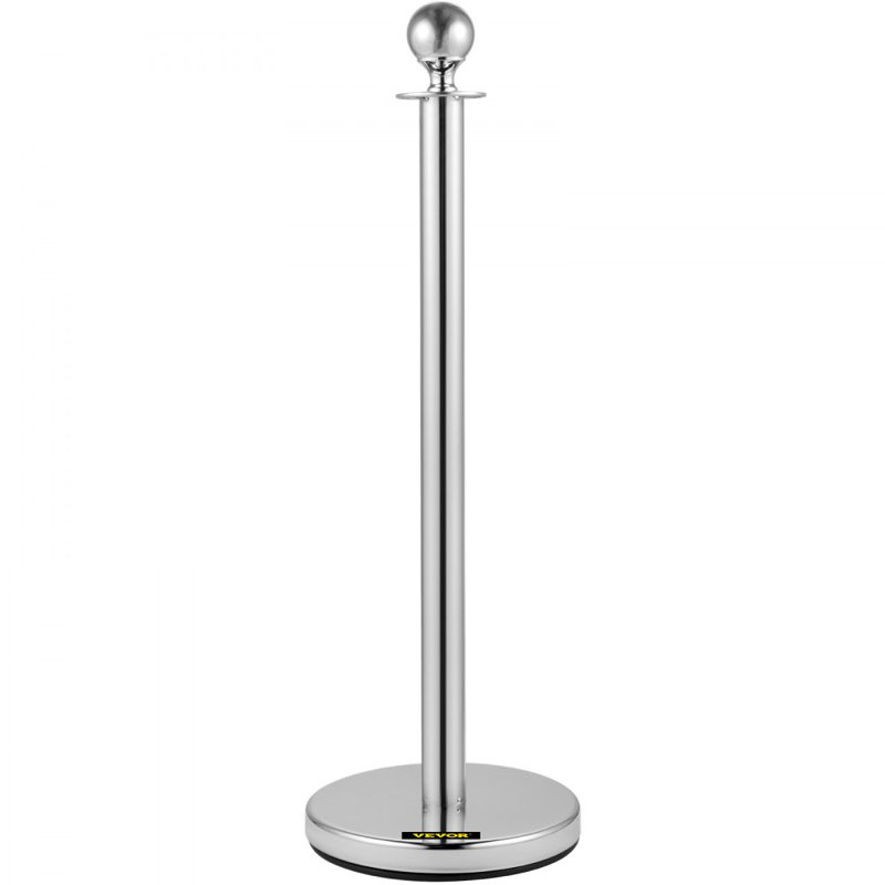 6PCS Red Rope Stanchion Silver Post