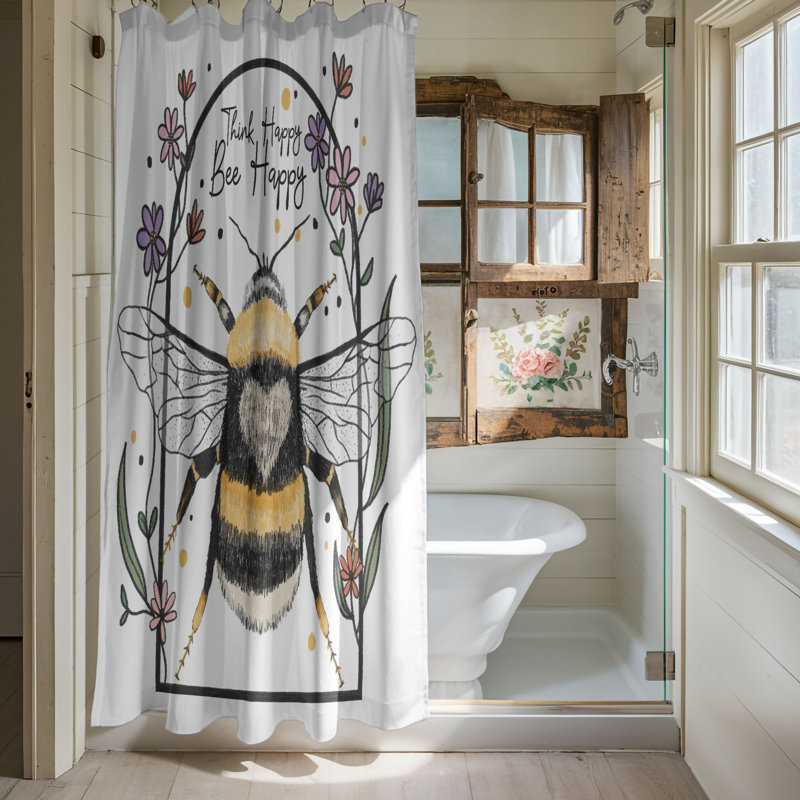 Buzzing with Kindness - Rideau de douche standard 1 pièce, H 74 po x l 71 po