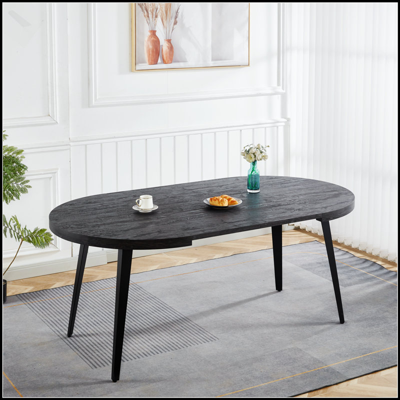 Table de salle à manger et de bureau extensible avec plateau en panneau de fibres à densité moyenne durable et pieds en métal, pour une utilisation polyvalente et un design élégant.