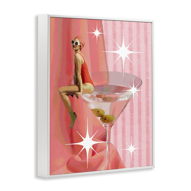  «Vintage Swimmer on Drink», estampe numérique par Daphne Polselli, H 14 po x l 11 po