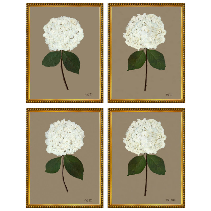 Pressed Hydrangea Set by Sandy Whitaker, 42.5" H x 34.5" W, Gold Bead 1