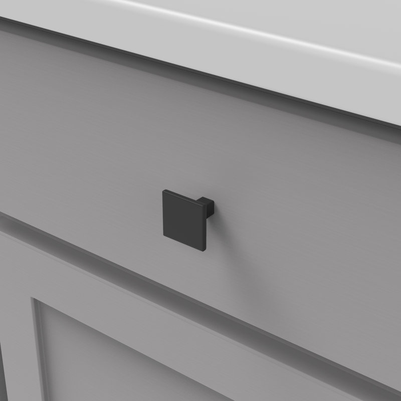 Poignée carrée de la collection Skylight - bouton d'armoire 1-1 / 4 "x 1-1 / 4" noir mat - Quincaillerie contemporaine pour tiroirs et armoires (ensemble de 10)