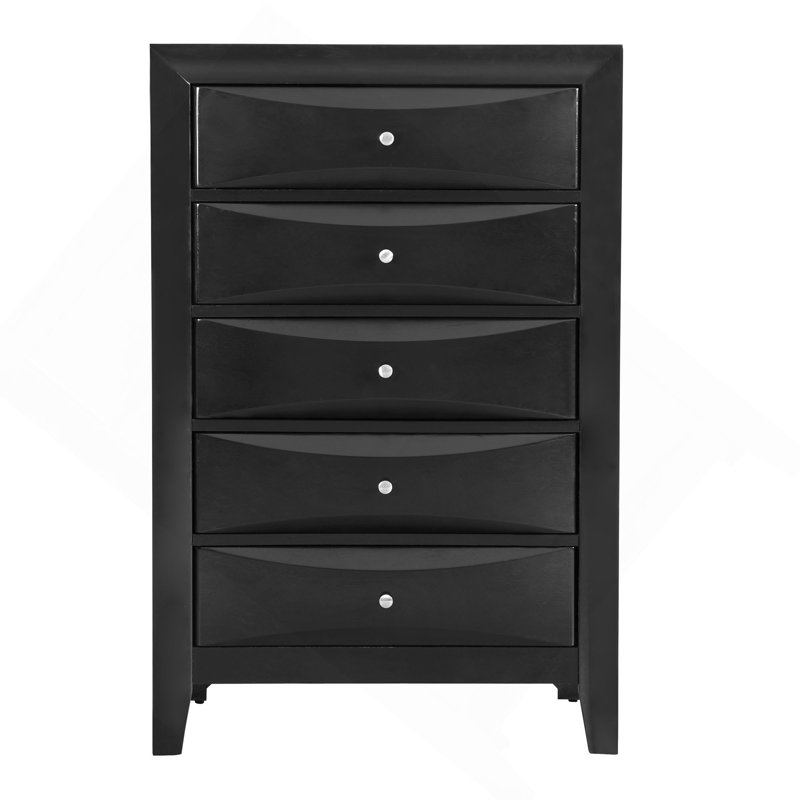 Vertical Chest With Curved Drawer Design, Black