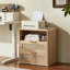 Table de chevet en rotin de 23 po avec station de charge, table de chevet en bois avec deux tiroirs et tablette ouverte, armoire de rangement bohémienne pour chambre à coucher et salon-2081779819