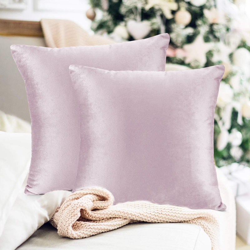 Luxurious Velvet Cushion Covers for Sofa Or Bed (Set Of 2), Rose Pink