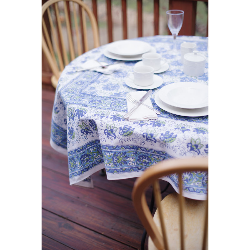 Lotus Flower Tablecloth, 72" W Round