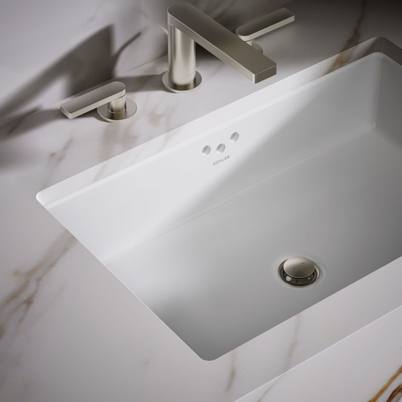 Lavabo de salle de bain rectangulaire encastré et trop-plein Kathryn®, Blanc