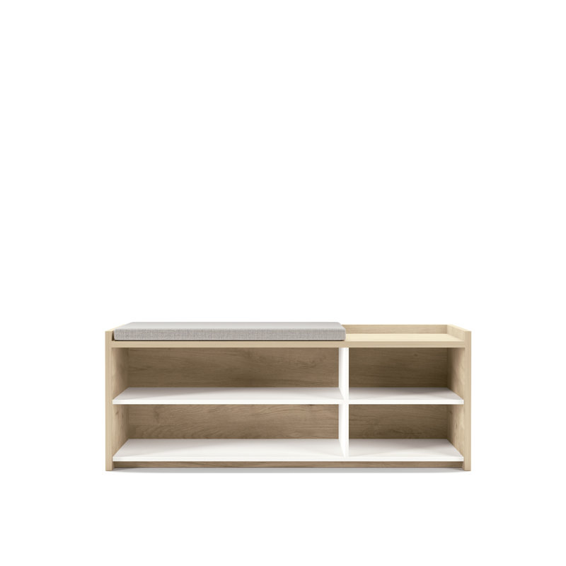 10 Pair Shoe Storage Bench, Light oak/white