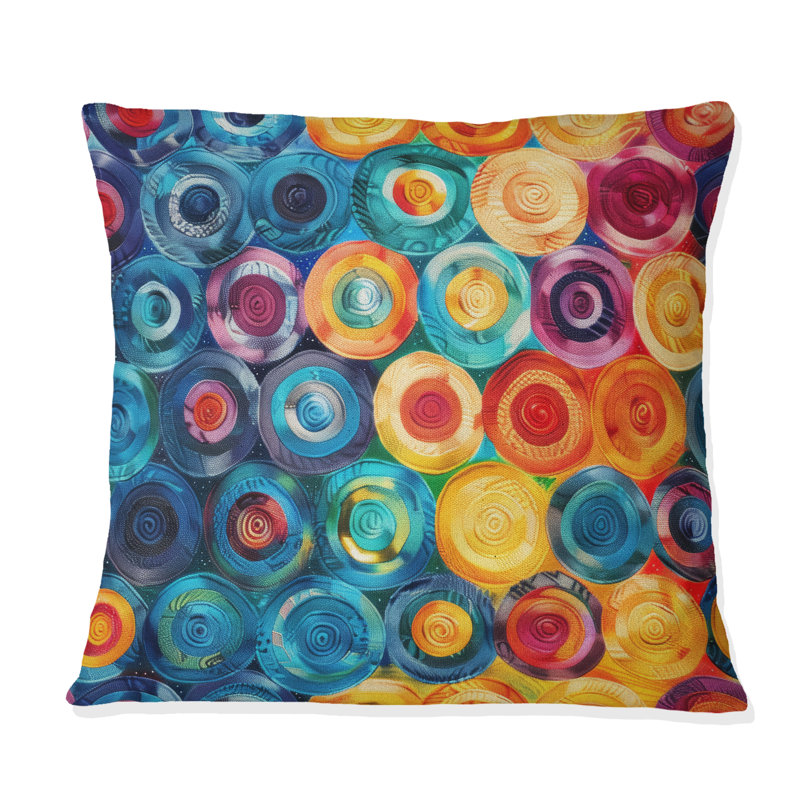 Colorful Colorful Geometric Charm III - Coussin géométrique, Carrée, H 18 po x l 18 po