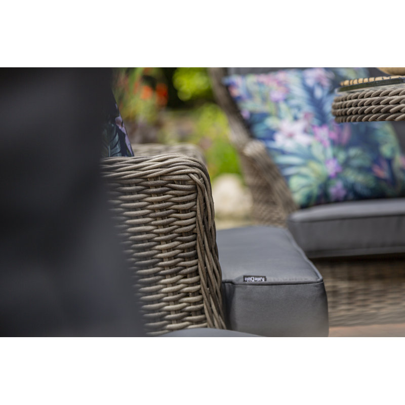 Raeburn 6 - Person Wicker Patio Dining Set with Oval Table , Cushions Included, Grey, Grey