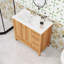 Meuble-lavabo en bois à 4 tiroirs avec lavabo en céramique, tablette réglable et 2 portes à fermeture douce