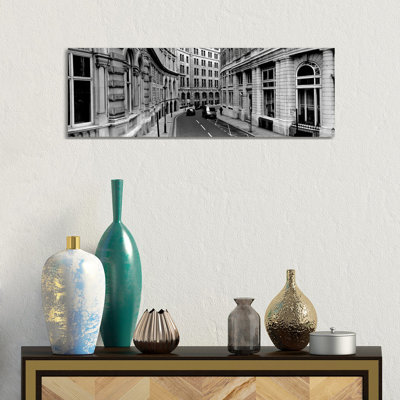 Buildings Along A Road, London, England - Wrapped Canvas Panoramic Print