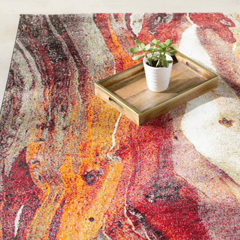 Chaena Performance Abstract Rug, Square 6'7"