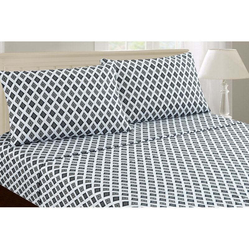  Ensemble de draps en microfibre Leland, Ensemble de draps pour grand lit avec drap-housse 
