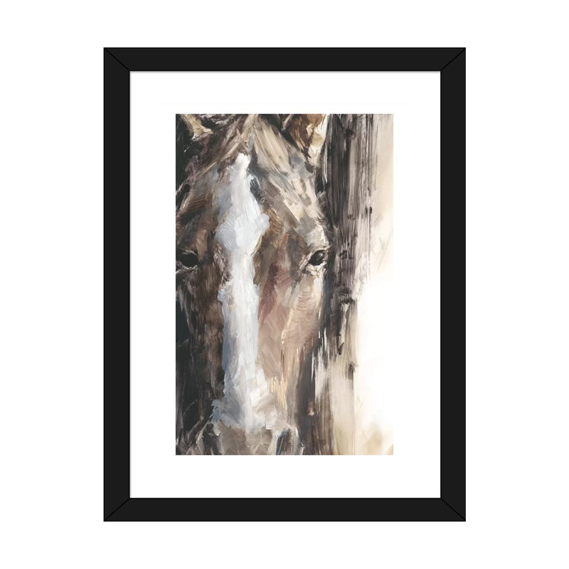 Étude équine II par Ethan Harper - reproduction d'art, H 24 po x l 16 po x P 1 po, Papier encadré noir, Blanc