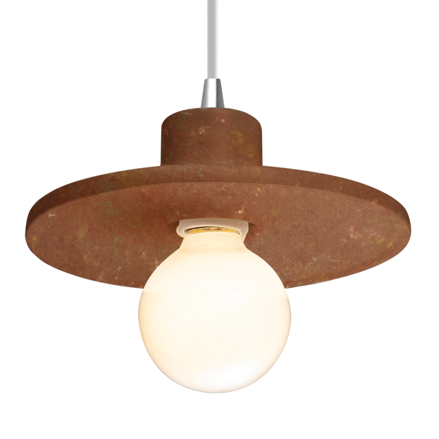 Leni Ceramic Dimmable Pendant, Rust Patina, Polished Chrome
