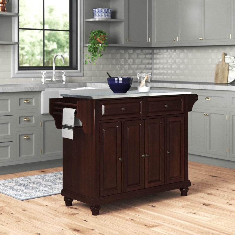 Van Kitchen Cart, Vintage Mahogany, Granite