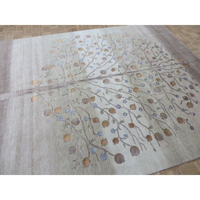 Tapis en soie rectangulaire 8 pi x 10 pi 3 po one-of-kind à la main noué la Dorantes