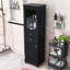 Armoire de salle de bain autoportante chic de 63 po de hauteur avec tablettes réglables, 2 tiroirs et quincaillerie dorée Chic-1984793251