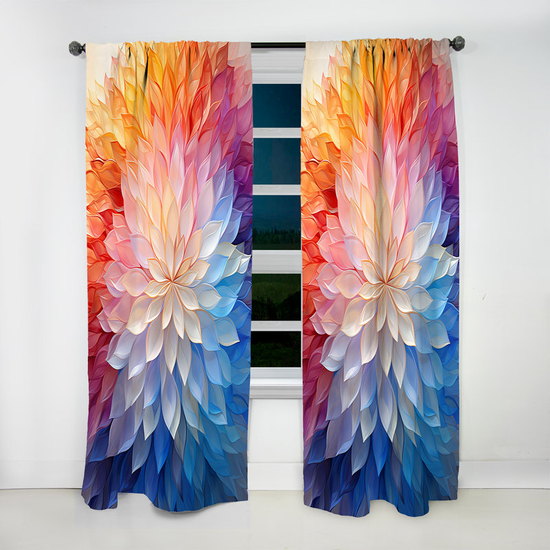 Kaléidoscope éthéré multicolore Op Art - Rideau moderne - Velours obscurcissant - 1 panneau, L 52 po x L 90 po