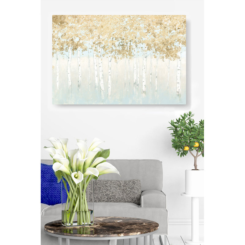 Bouleaux, Tremble, or, forêt, bleu clair, bleu, cyan, brun, brun clair, tranquille, crème, blanc, doux, rêveur