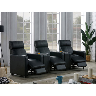 Ensemble de salon inclinable capitonné noir Kryton