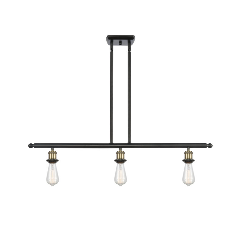 Luminaire suspendu linéaire à 3 lumières pour îlot de cuisine Osblek, Ampoule incandescente rétro de 60 watts