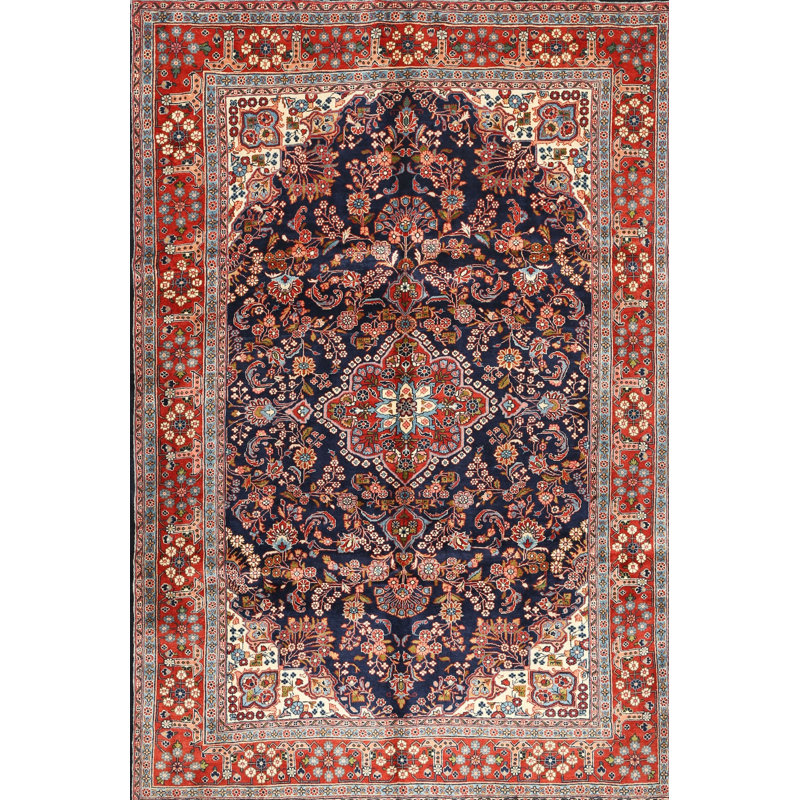 Tapis décoratif oriental noir/brun/gris rumaysa, Rectangle 7 pi x 9 pi