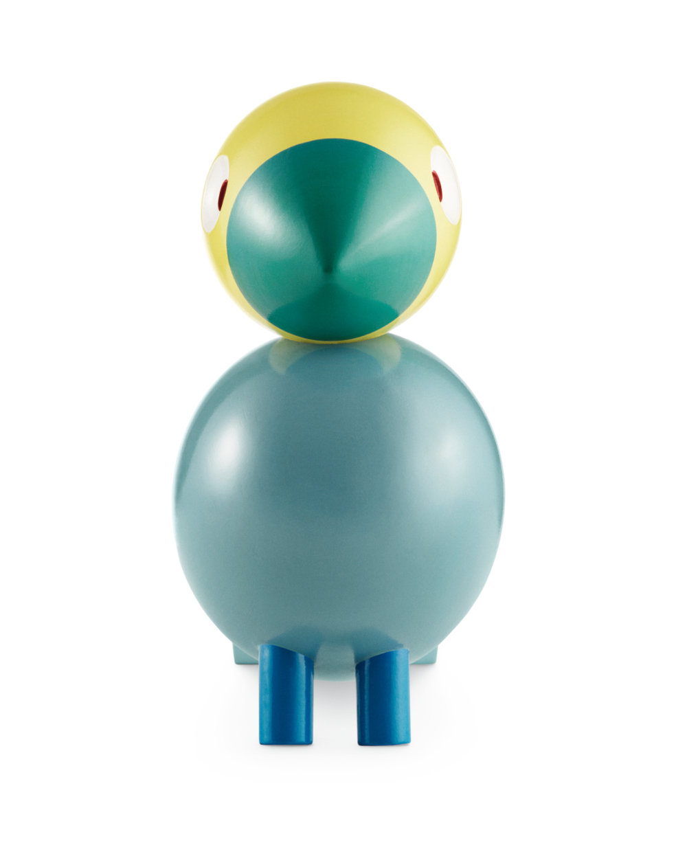 Songbird Sculpture, 6.1" H x 6.3" W x 3.1" D, Turquoise/Yellow, 1