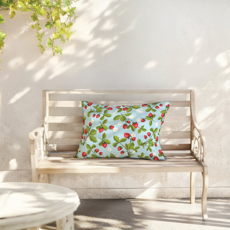 Coussin lombaire d'extérieur Strawberries Coastal, Bleu