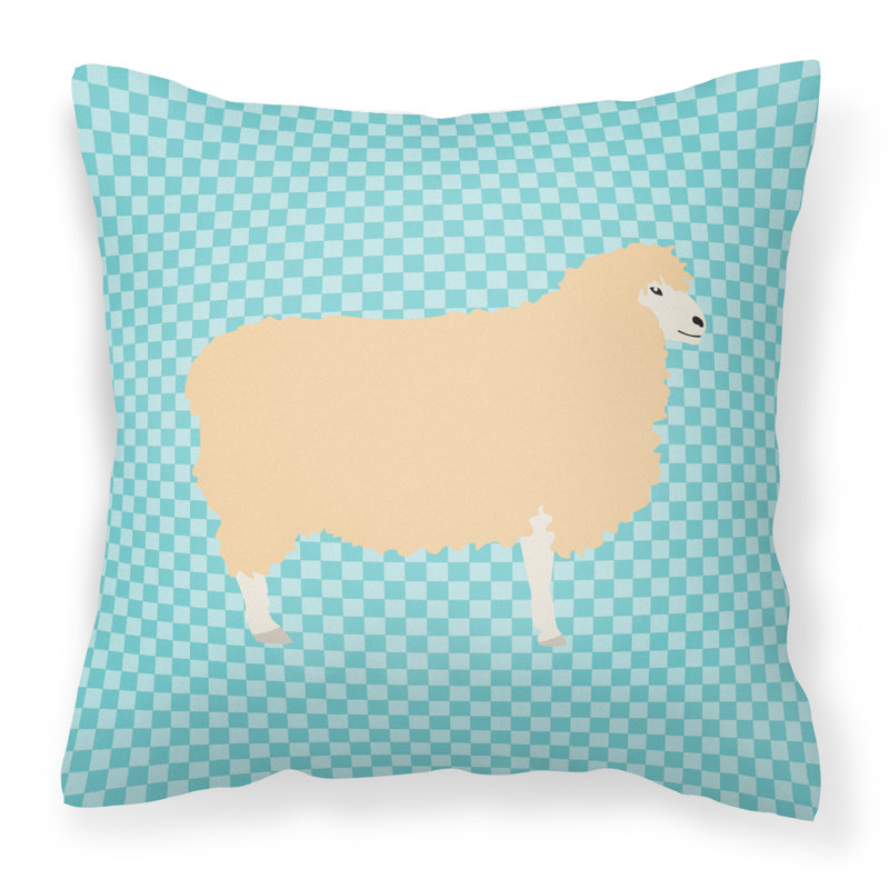 Coussin décoratif extérieur english leicester spennymoor ovin check, 18 po x 18 po, Bleu