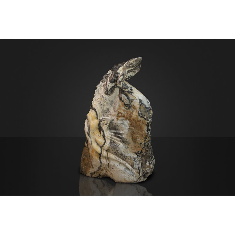 Black/White/Orange Iguana Sculpture