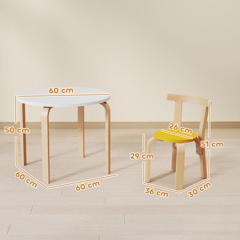 AIYAPLAY 5 Piece Kids Table and Chairs Set Toddler Ages 3-8 Multicoloured