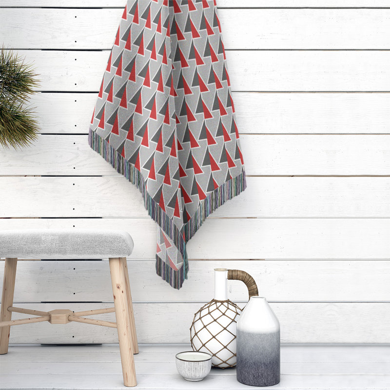 Couverture en coton tissé à flèches changeante, l 60 po x L 80 po, Rouge