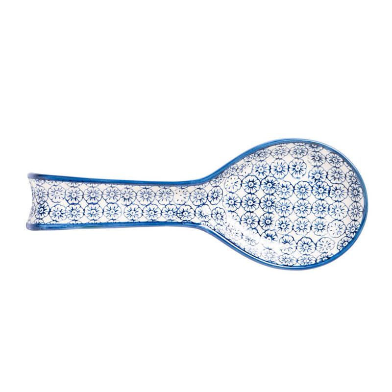 Nicola Spring - Hand-Printed Kitchen Spoon Rest - 26.5cm, Blue