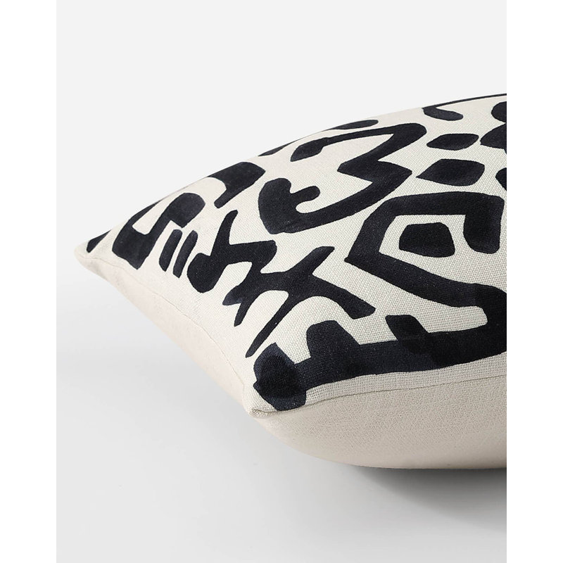 Lumbar Pillow Cover & Insert, Off White Abstract