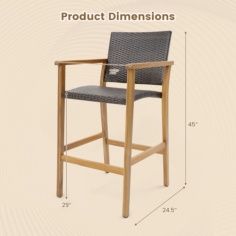 Earlton Acacia Outdoor 29'' Bar Stool