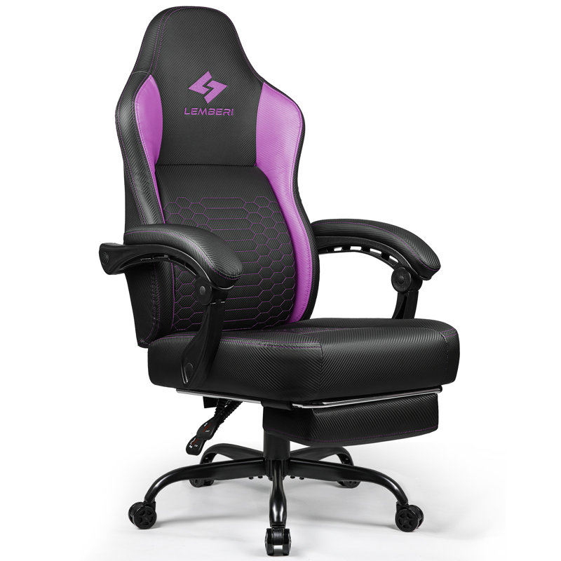 BOSSIN Ergonomic Game Chair with Footrest and Lumbar Support, Purple