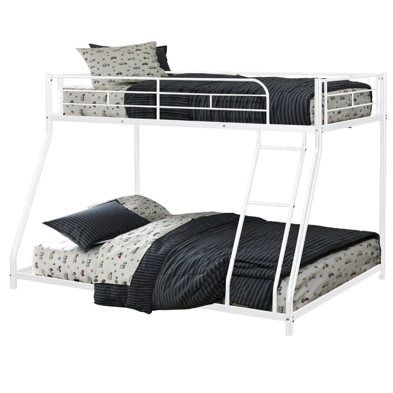 Lit simple superposé simple au-dessus d'un lit double en métal avec grâce contemporaine, couleur blanche, angle, élégance simple, finition, largeur de 56,5 pouces