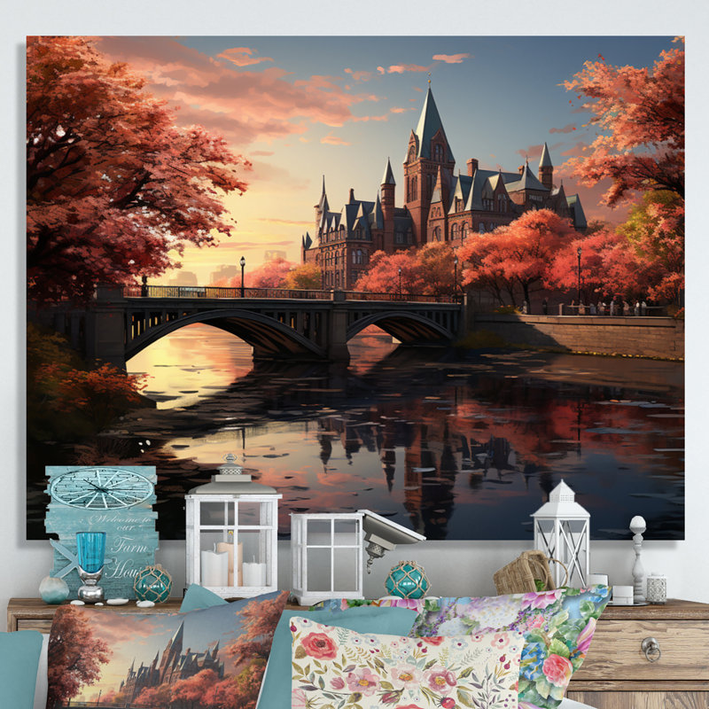 «College On Pond Memories» sur toile, Toile tendue, H 34 po x l 44 po x P 1,5 po
