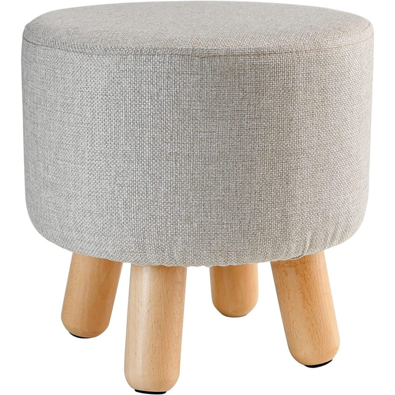 Gaivn Upholstered Ottoman, Light Gray Linen