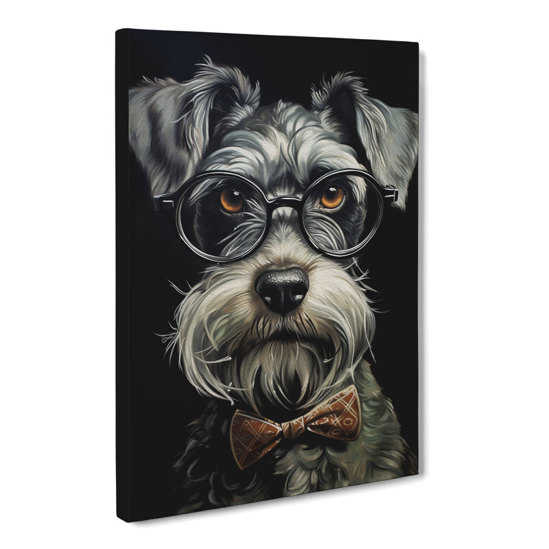 Schnauzer With Glasses - Wrapped Canvas, 50cm H x 35cm W x 3cm D