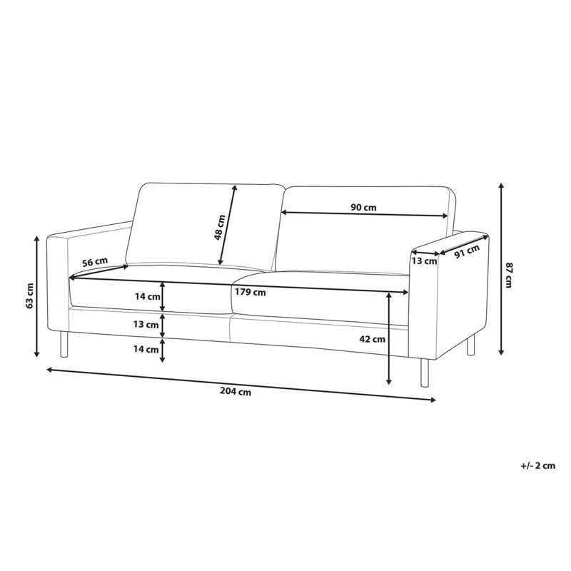 3 Seater Sofa Telluride, White Polyester
