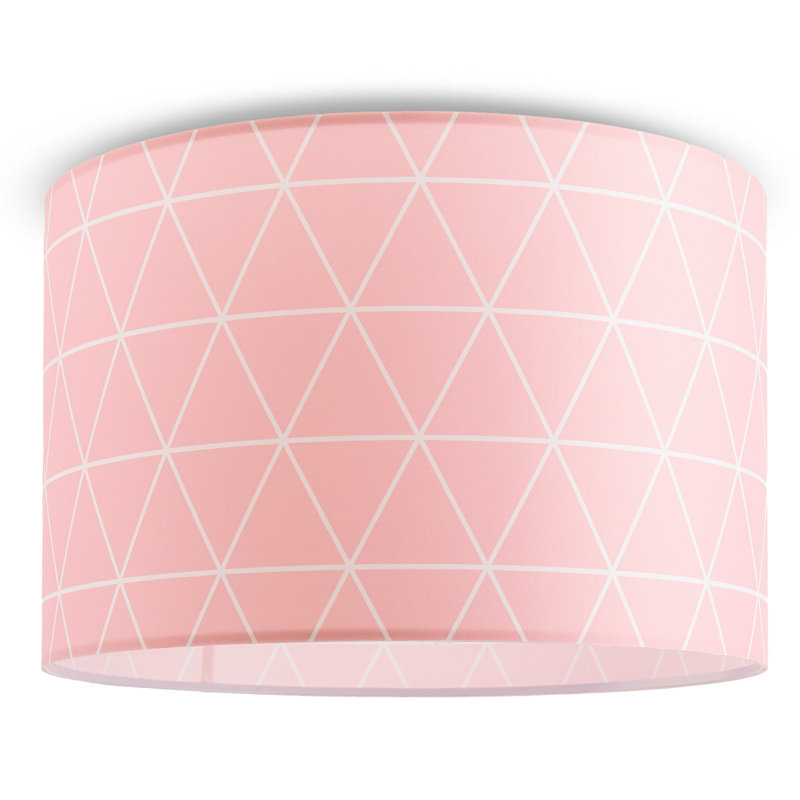 Danes Fabric Flush Ceiling Light, Pink, 24.5cm H x 38cm W x 38cm D